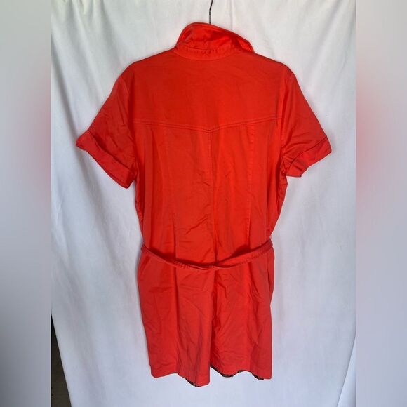 Chico's size 3 (XL) Tangerine Bright Trench Coat Style Dress Leopard Lining - Picture 5 of 5